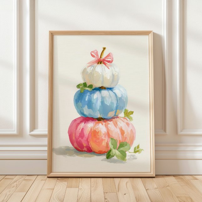 Poster Pilha de Abóboras Pastéis Caprichosas de Outono (Criador carregado)