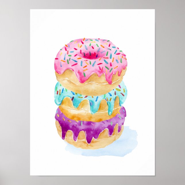 Póster Pilha de aquarelas de rosquinhas (Frente)