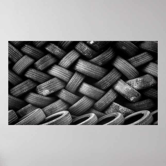 Poster Pilha de borracha empilhada utilizada (Frente)