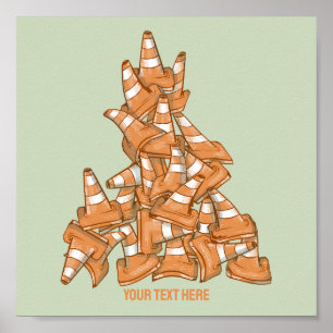 Poster Pilha de cones de estrada laranja