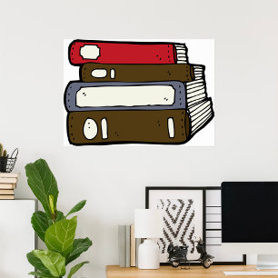 Poster Pilha de Leitura da Biblioteca de Livros
