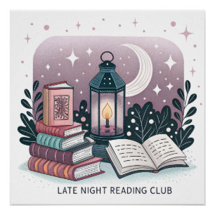 Póster Pilha de Livros Lanterna do Clube de Leitura Notur