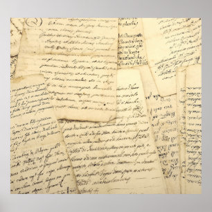 Poster Pilha de Manuscritos Vintage Antigos