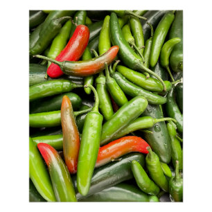 Póster Pilha De Pimentos Espicosos Verdes