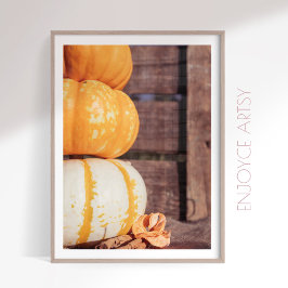 Poster Pilha de queda de abóboras laranja foto acolchoada