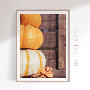 Poster Pilha de queda de abóboras laranja foto acolchoada