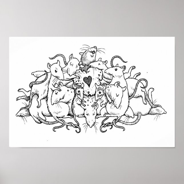 Póster Pilha de rato com biscoito cardíaco (Frente)