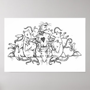 Póster Pilha do rato com biscoito do coração
