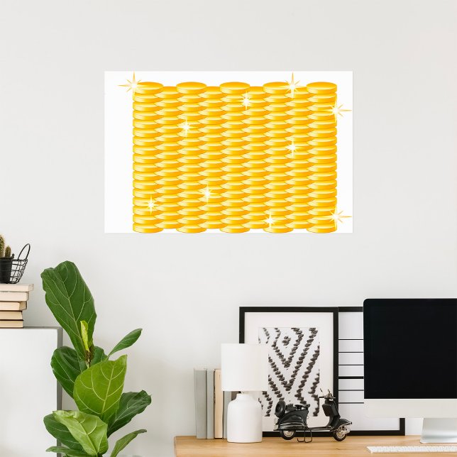 Poster Pilhas Brilhantes de Moedas de Ouro (Criador carregado)