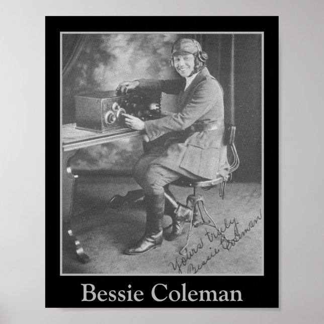 Poster Piloto Afro-Americano Bessie Coleman Portrait (Frente)
