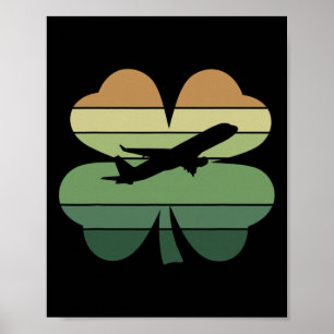 Poster Piloto de Avião Retro Shamrock Dia de Patrick Femi