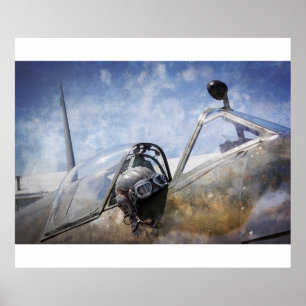 Poster PILOTO de BONÉ de SPITFIRE e GOGGLES