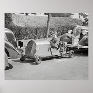 Póster Piloto de Kart, 1937. Foto Antiga