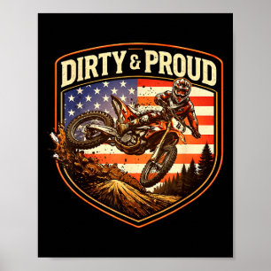 Poster Piloto de moto suja e orgulhoso motocross american