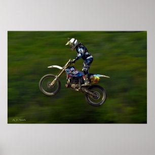 Póster Piloto de motocross MX dando um grande salto