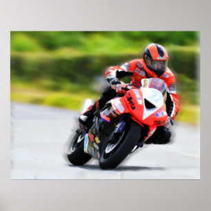 Póster Piloto do vermelho da motocicleta