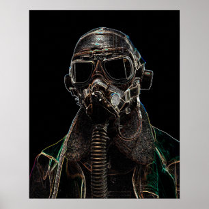 Poster piloto escuro da arte WWII por J.W.