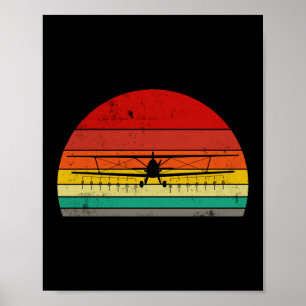 Poster Piloto Vintage Crop Duster Retro Sunset AG