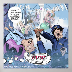 Póster Pilotos Pilates Companhia Aérea Engraçado Rick Lon
