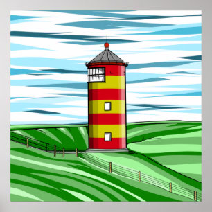 Poster Pilsum Lighthouer Leuchtturm