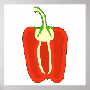 Póster Pimenta de Bell vermelha meia. Capsicum