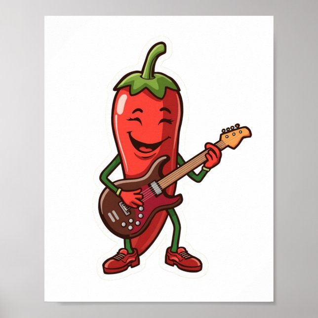 Poster Pimenta Malagueta Fofa Tocando Guitarra Elétrica  (Frente)