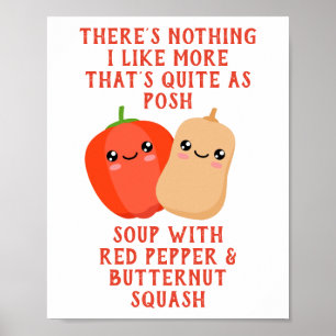 Poster pimenta vermelha e sopa de squash de noz