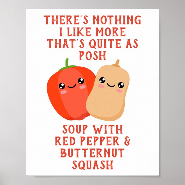 Poster pimenta vermelha e sopa de squash de noz (Frente)