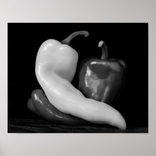 Poster Pimentas na fotografia preto e branco do amor