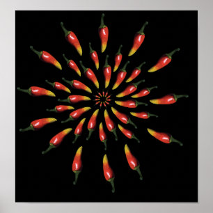 Poster Pimentos coloridos, pimentões, mandala