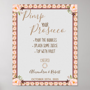 Poster Pimpe seu casamento de quadro floral cor-de-rosa