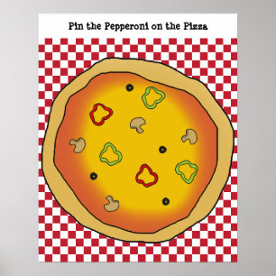 Póster Pin the Pepperoni on the Pizza Game