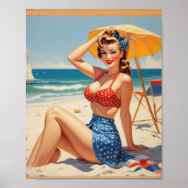 POSTER PIN UP A LA PLAGE