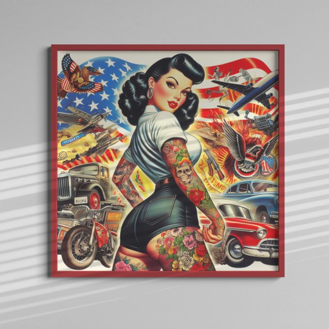 Poster Pin-up Americano Tatuado (Criador carregado)