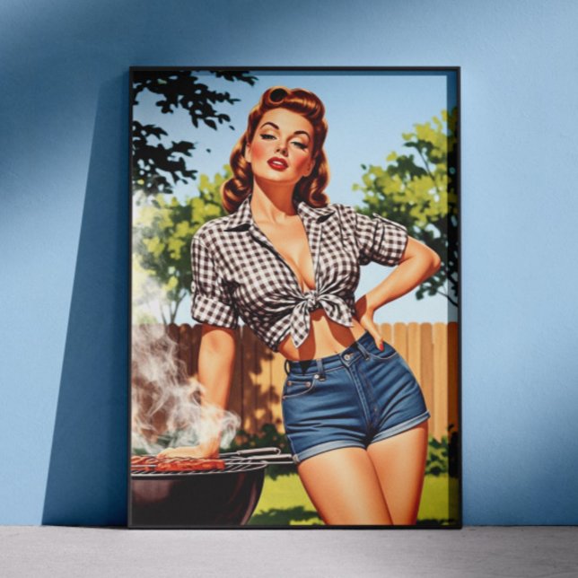 Poster Pin-up Churrasco Vintage (Criador carregado)