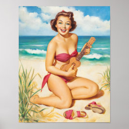 Poster Pin-Up com Ukulele Art