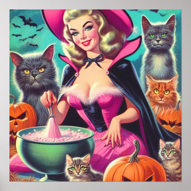 Poster Pin-up da Bruxa do Halloween (Frente)