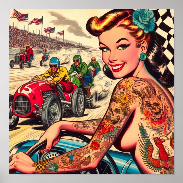 Poster Pin-up da Corrida Retroativa (Frente)