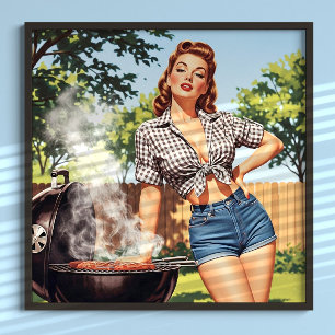 Poster Pin-up de Churrasco Vintage