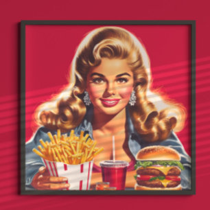 Poster Pin-up de Fast Food Vintage