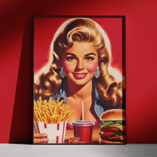 Poster Pin-up de Fast Food Vintage (Criador carregado)