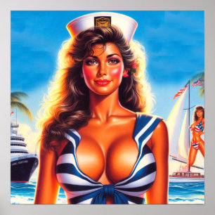 Poster Pin-up de Marinheiro dos Anos 80