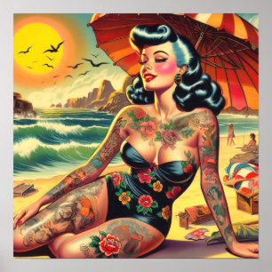 Poster Pin-up de Tattoo Beach