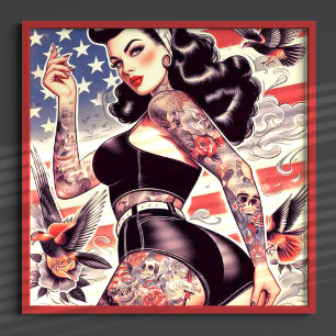 Poster Pin-up de Tatuagem Americana
