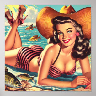 Poster Pin-up de Verão de Retro-Country