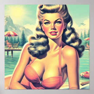 Poster Pin-up de Verão Vintage