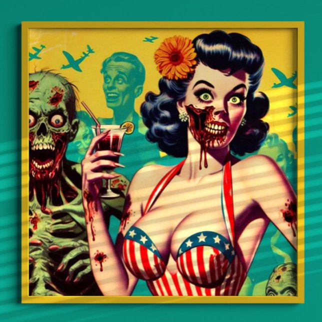 Poster Pin-up de Zombie de Horror Retroativo (Criador carregado)