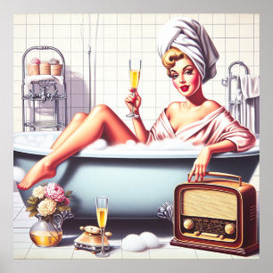 Poster Pin-up do Bath Vintage
