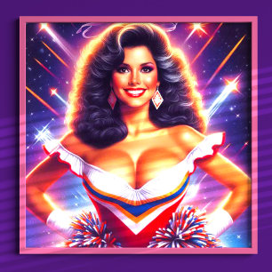 Poster Pin-up do Cheerleader retrowave