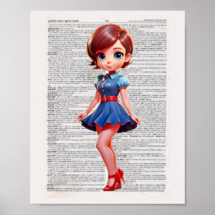 Poster Pin UP do desenho do cartoon